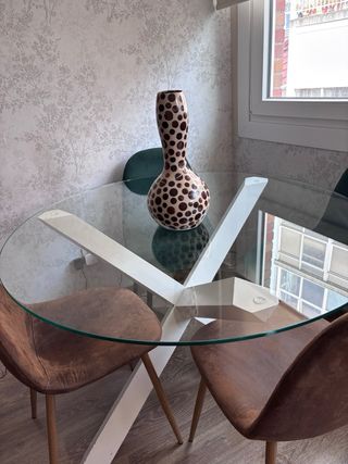 Mesa Comedor Banak Redonda Cristal Blanca