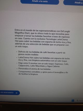 Cafetera Super automática DeLonghi Magnifica Start