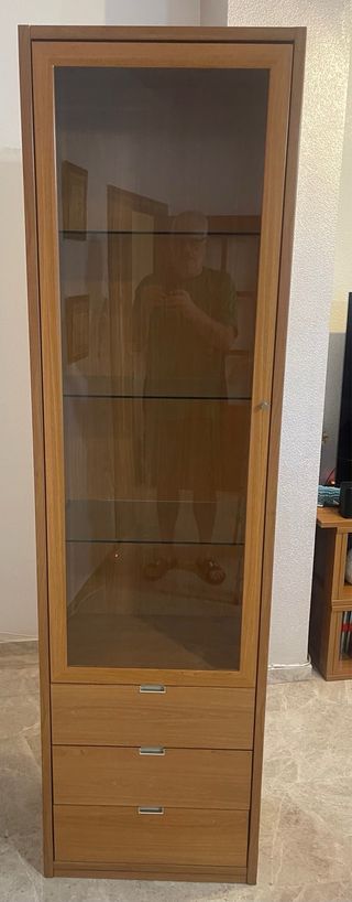 Vitrina de salón de madera y cristal