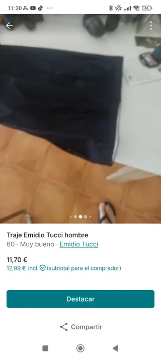 Traje Emidio Tucci Hombre Negro Talla M