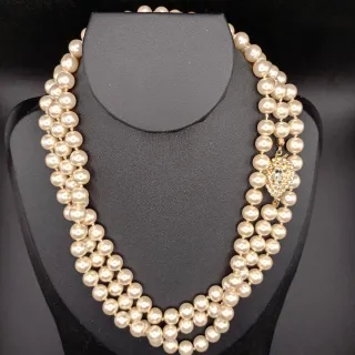 Collana perle lunga 135cm con gancio strass