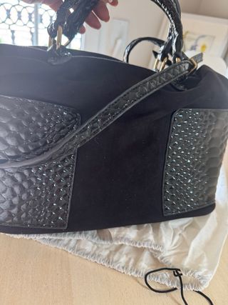 Bolso Roccobarocco Negro Piel de coco y ante 