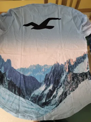Camiseta Hollister XL Manga Larga Azul