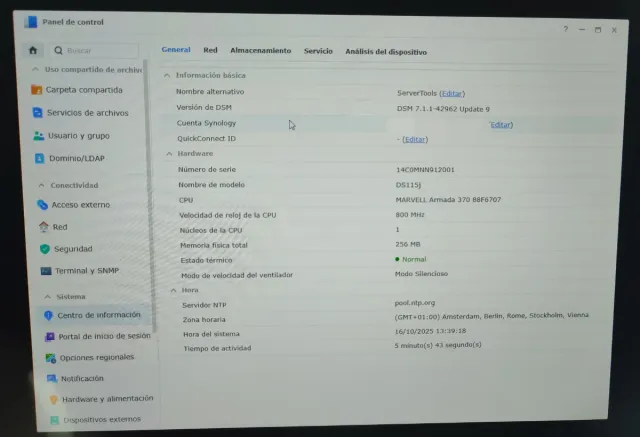 Synology DS 115j NAS (sin disco)