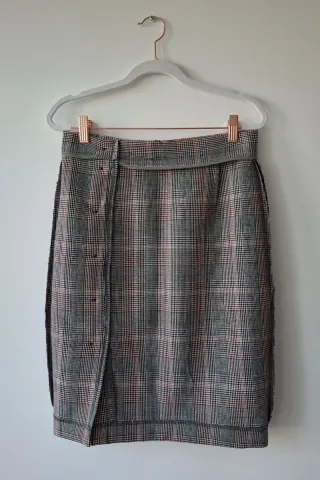 Falda Lápiz Cuadros H&M Talla 38