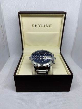Reloj Skyline Azul y Plateado