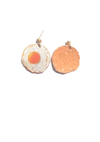 Pendientes Huevo Frito, pendientes de comida, joya