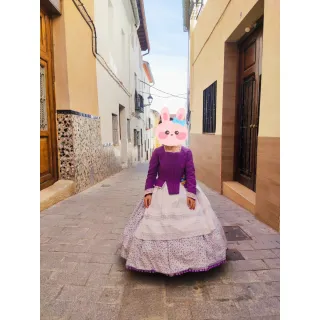 Traje Fallera-huertana Niña 5-7 años Morado/Blanco
