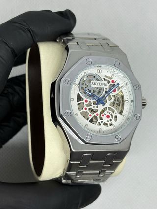 Reloj Skyline Esqueleto Plata Blanco