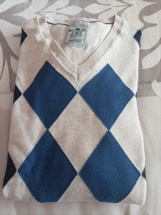 Jersey Springfield Rombo Beige/Azul Talla M