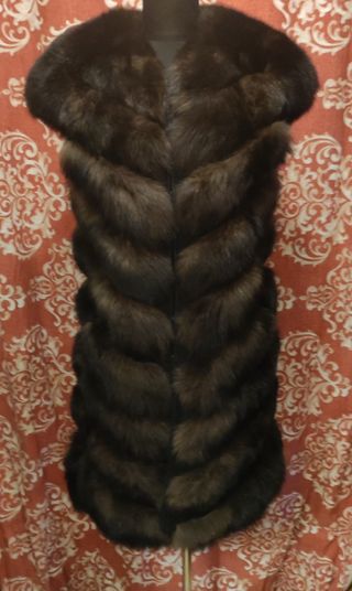 Chaleco largo zorro marrón 3/4