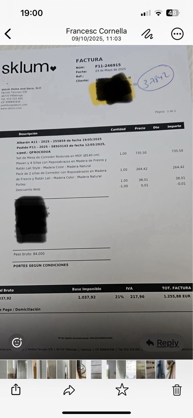 Mesa redonda diseño madera  (1 m 40) + 6 sillas 