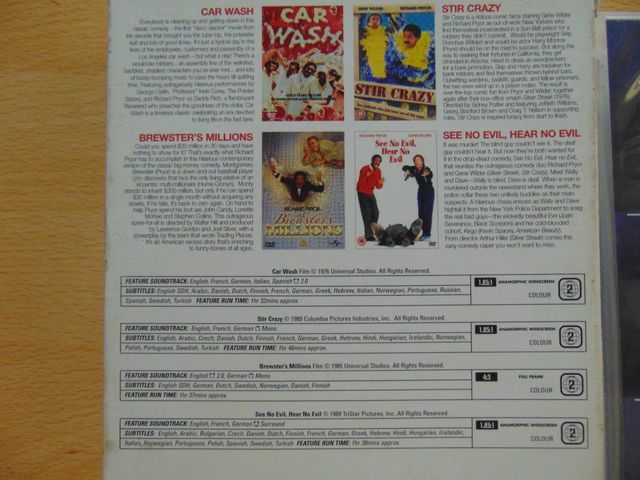 RICHARD PRYOR GENE WILDER Pack de 7 Películas.LEER