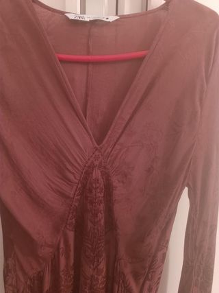 Vestido Zara BURDEOS Talla S