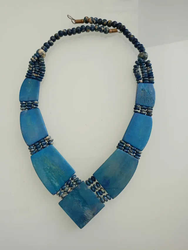 Collar Hueso Camello Azul/Verde