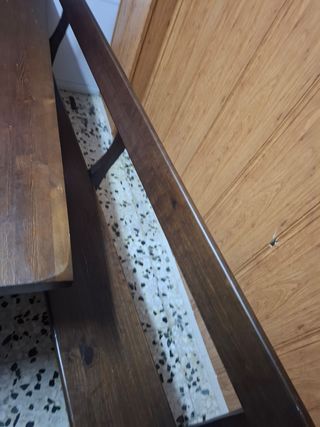 Mesa madera maciza rústica + 2 bancos