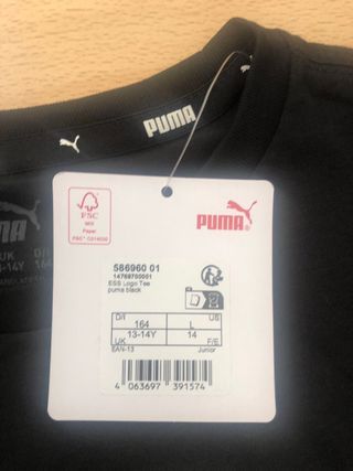 Camiseta Puma Negra Talla S( 13/14 ańos)