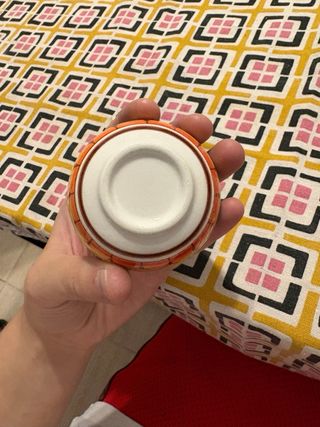 Caja cerámica pintada mano amarilla/naranja