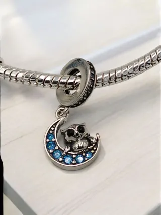 Colgante Luna y Búho Plata S925