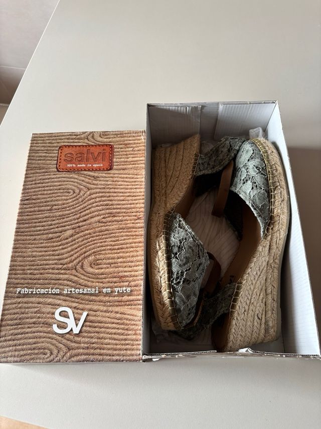 Cuñas Salvi Talla 40 Encaje Verde