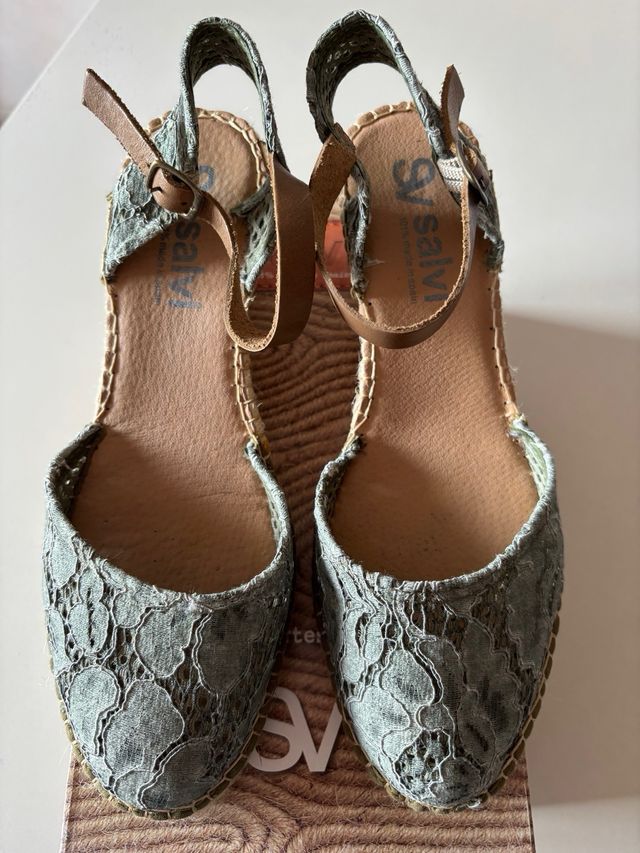 Cuñas Salvi Talla 40 Encaje Verde