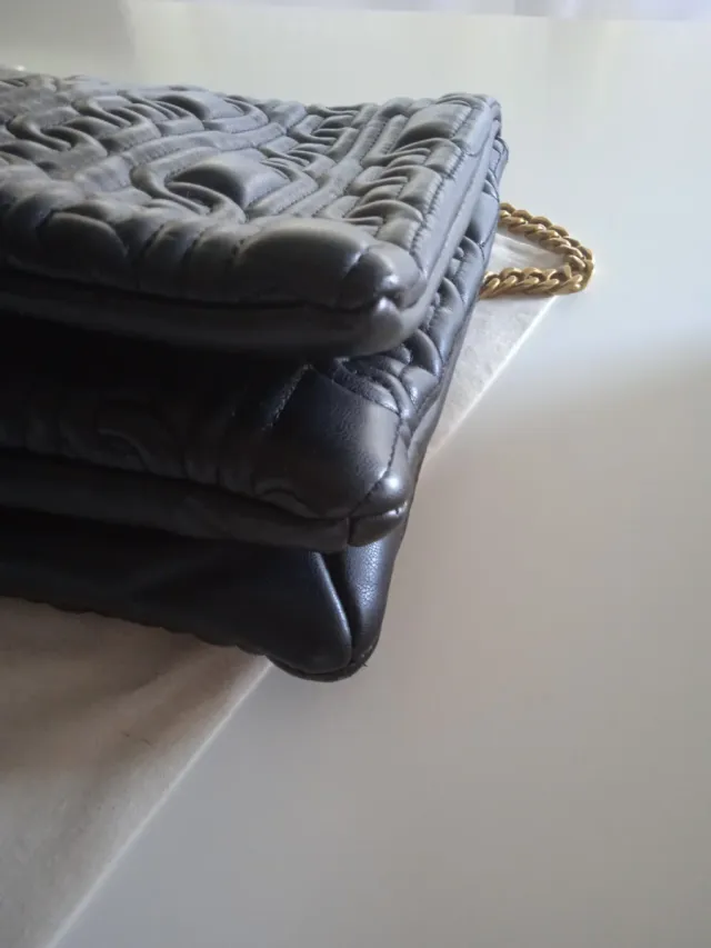 Bolso Zara Negro Acolchado Cadena Dorada