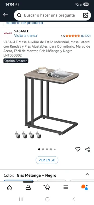 Mesa auxiliar sofá/dormitorio con ruedas