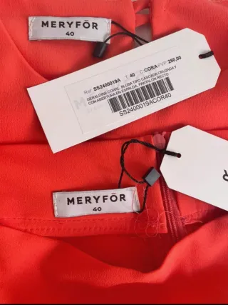 Traje Meryfor pantalón y blusa naranja T.40
