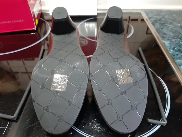 Zapatos HURLUN Talla 37 Marrón Dorado, medio tacón