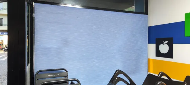 Estor enrollable Stor azul y blanco