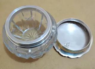 Tarro antiguo cristal y plata