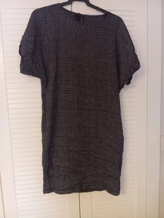 Vestido Mango jaspeado negro/gris