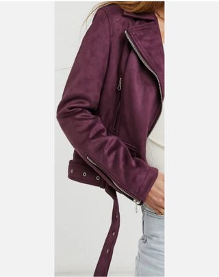 Chaqueta Biker Burgundy Suede
