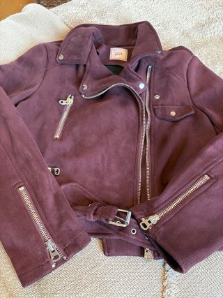 Chaqueta Biker Burgundy Suede