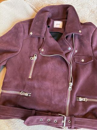 Chaqueta Biker Burgundy Suede
