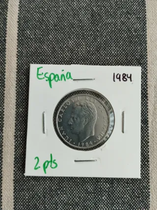 Moneda España 2 pts 1984 aluminio.