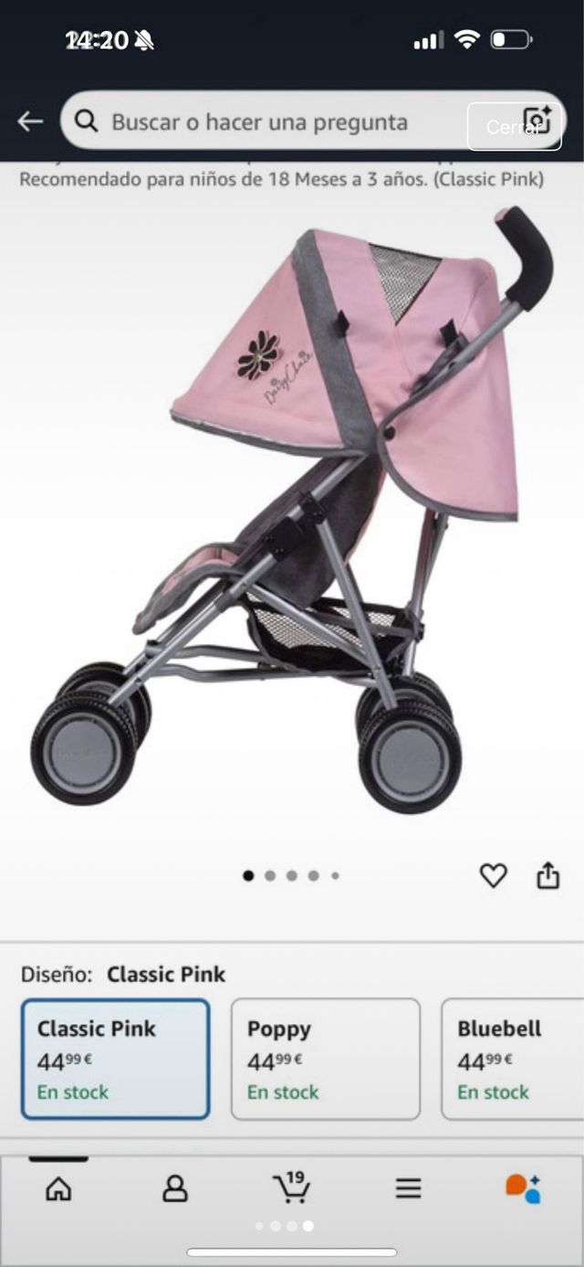 Carro de muñecas rosa