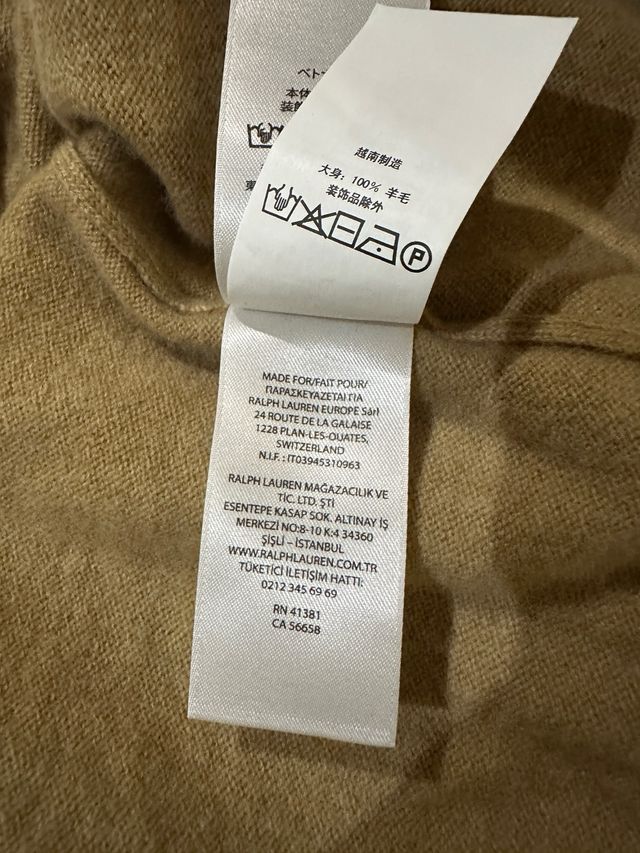 Jersey Lana Ralph Lauren Beige Bordado