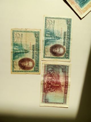 Billetes España República 100, 25, 50 Pesetas
