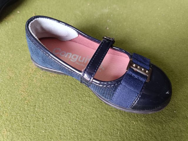 Zapatos Conguitos Merceditas Azul Metalizado