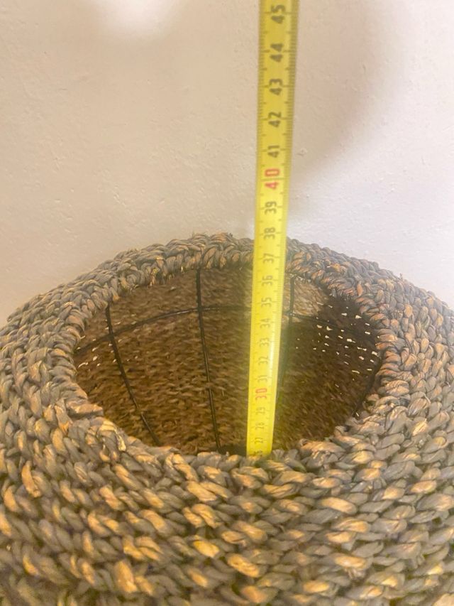 Grande fioriera in vimini rattan nero marrone