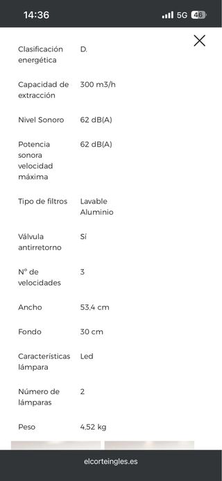 Campana extractora Balay 3 velocidades