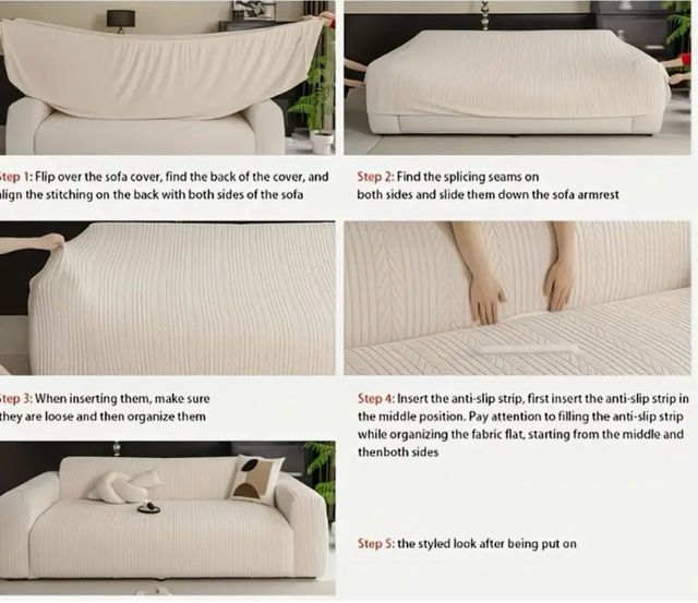 Funda Sofá Jacquard Beige/Blanco