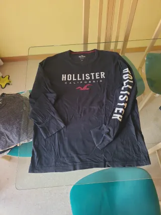 Camiseta Hollister manga larga negra Talla XL