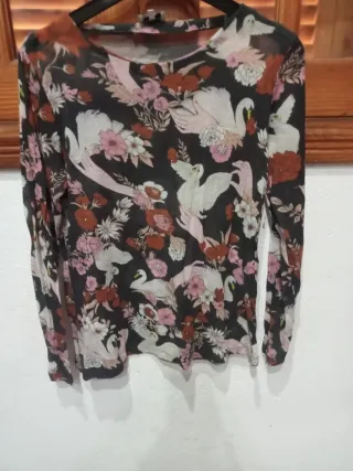 Camiseta Bimba y Lola Estampada Cisnes Talla L