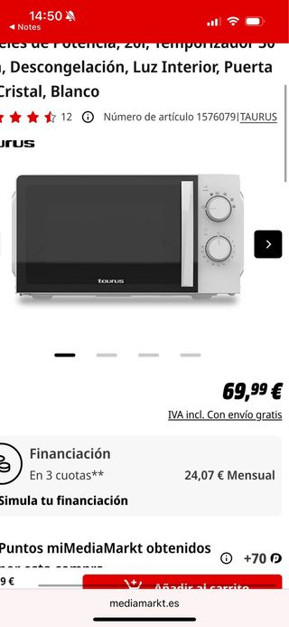 Microondas Taurus Blanco