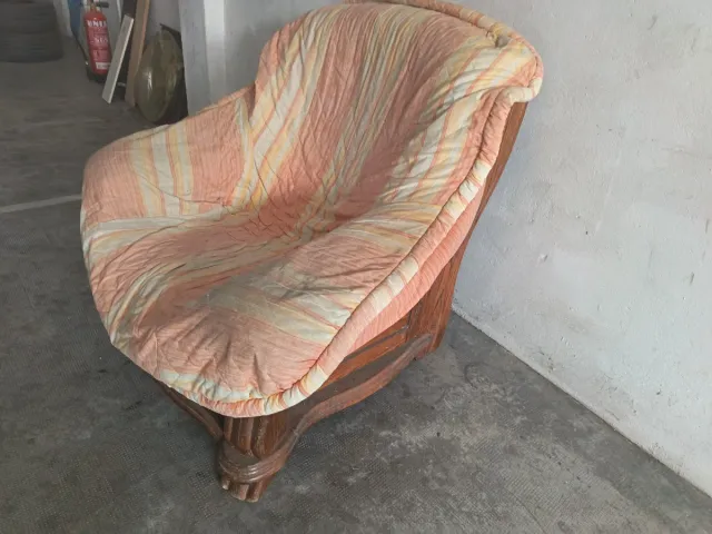 Divano singolo in legno massello e pelle 