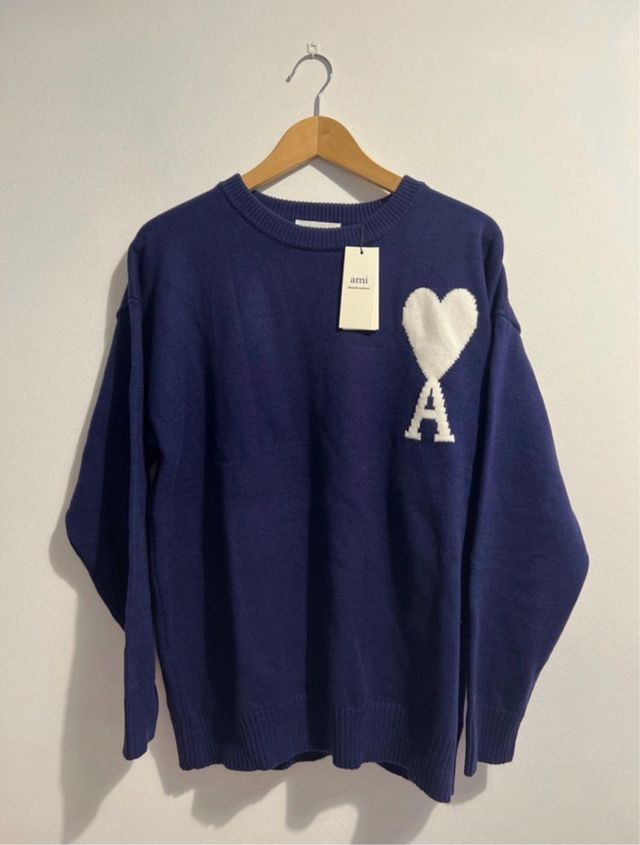 Jersey Ami Paris Azul Corazón Blanco