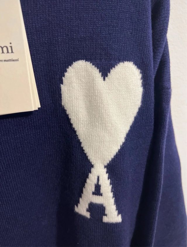Jersey Ami Paris Azul Corazón Blanco