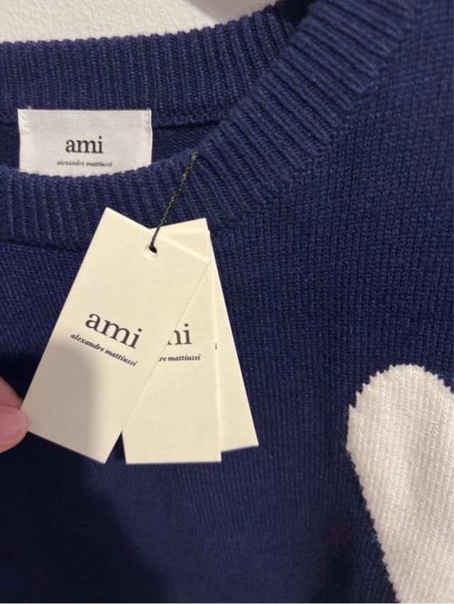 Jersey Ami Paris Azul Corazón Blanco